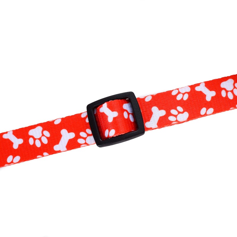 Mile High Life Dog Collar | Cute Puppy Collars | Lightweight Girl Dog Collar | Soft Boy Dog Collars | w Paws Bones Mustache Pattern (Red, Medium) - Image 4